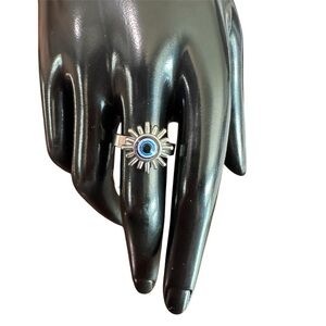 stainless steel silver evil eye ring